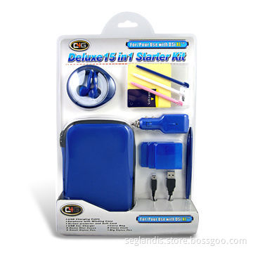 Deluxe 15-in-1 Starter Kit with Game Disc Cases, Suitable for DSI XL